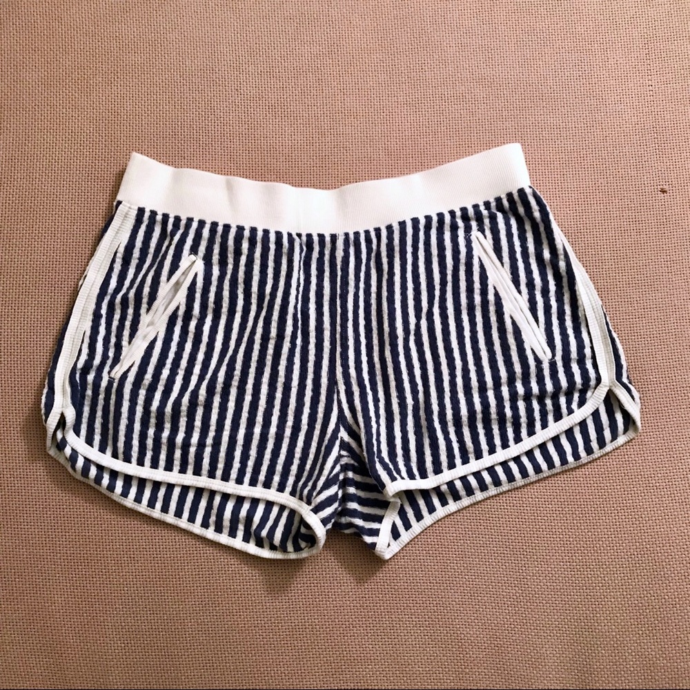 GAP blue white stripe terry shorts